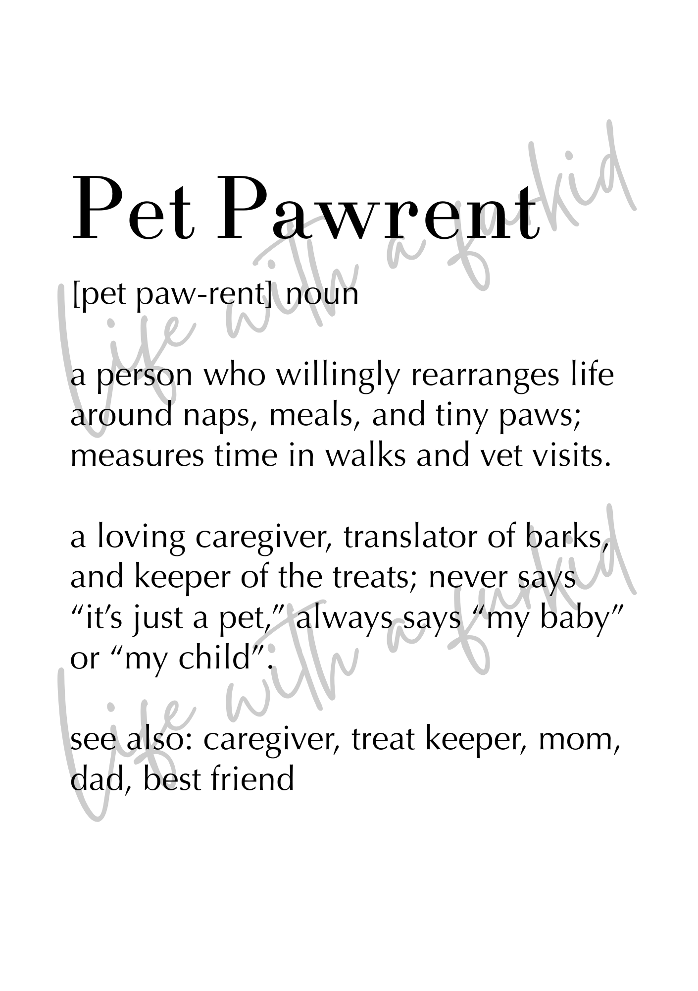 Pet Pawrent Word Wall Art